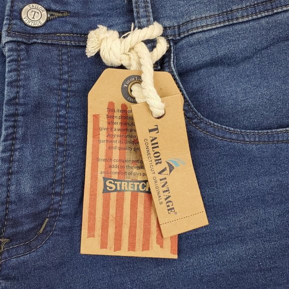 Tailor Vintage Mens Smart Denim Stretch Jean Shorts Blue 36X11 Cotton - Picture 8 of 10